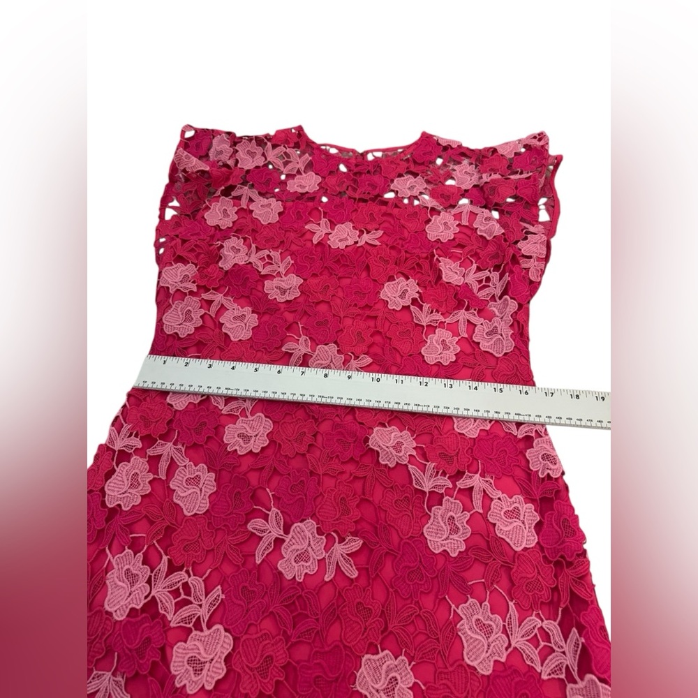 Shoshanna Rachel Floral Lace Midi Dress Magenta Rose 12 - Picture 12 of 14